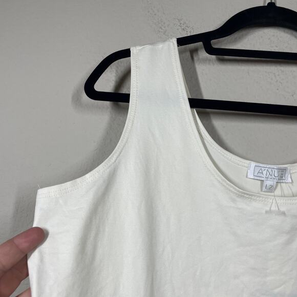 A'nue Miami Womens Size L2 Top Longer Length Tank Cream Scoop Neck Sleeveless - Picture 5 of 8